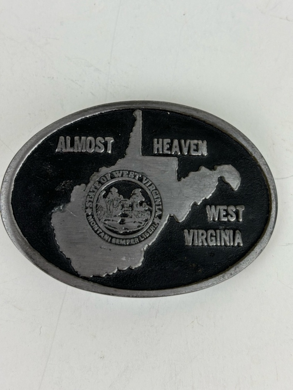 West Virginia 'Almost Heaven' Oval Decorative Plaque - Black and Silver/1st Ed